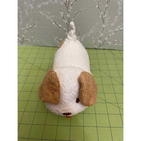 Old Navy 2004 Puppy Dog Lovey Rattle 7” Baby Plush Brown White HTF - Picture 6 of 8